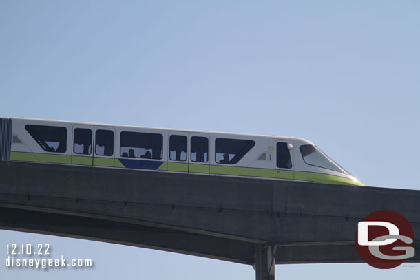 A Monorail passing by overhead on the Express 