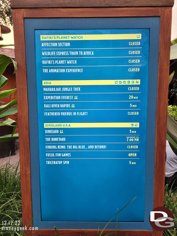 5:01pm - Disney's Animal Kingdom Wait times
