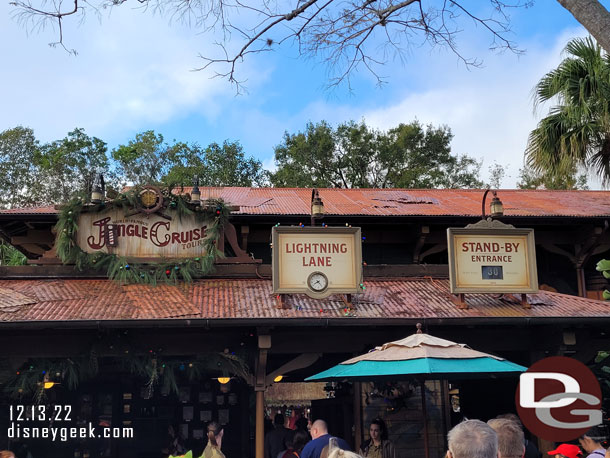 8:42am - Decided to join the Jingle Cruise line.. it was posted at 30 minutes.