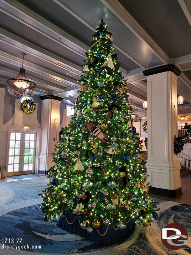 The Christmas tree in the lobby.