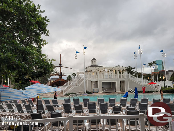 Not many guests in the pool. The rain was still threatening and it was cooler today.