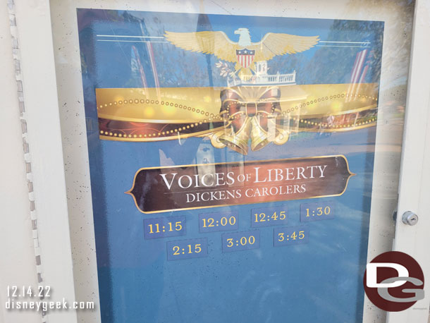 Decided to go listen to the Voices of Liberty since it was 3 minutes until showtime.