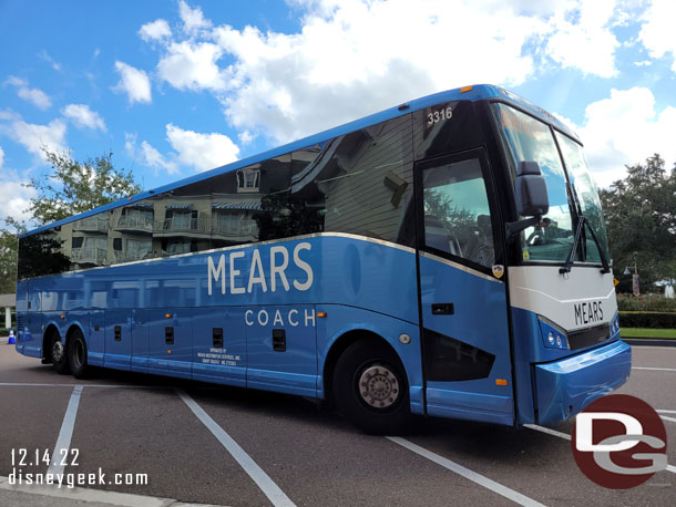 1:14pm - Our bus pulled up to pick us up.