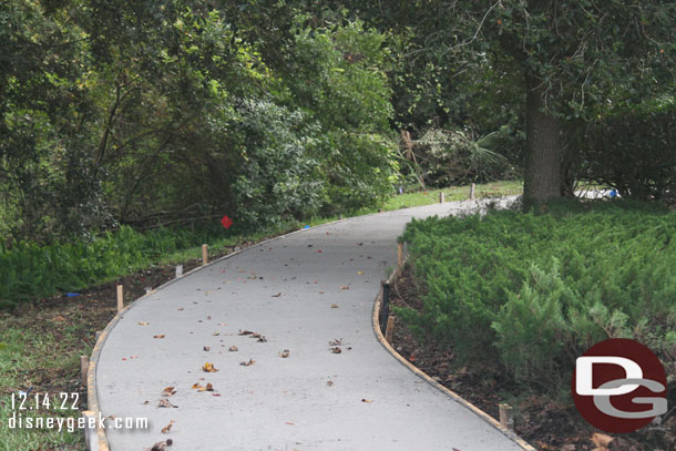 The sidewalk around the former ESPN Club has been redone.