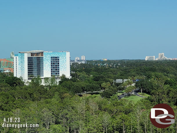 From the Chronos Club the view is slightly different as you can see over the trees more and are shifted to a little more toward Epcot than our room.