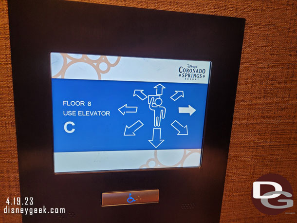 Then it directs you to an elevator.