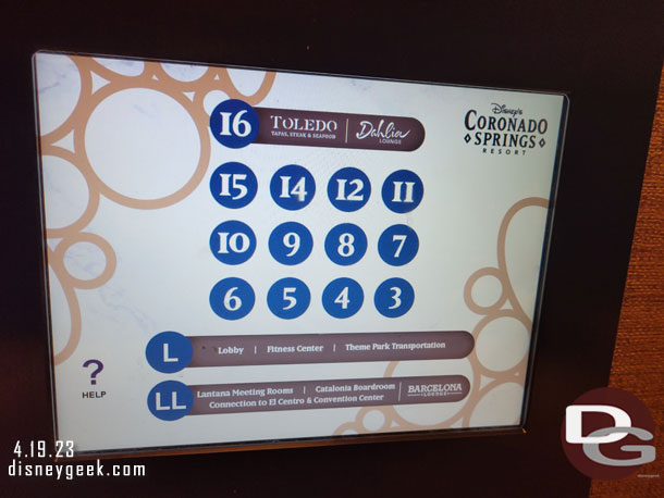 To use the elevators in the Gran Destino you go to a touch screen and select the floor you wish to go to.