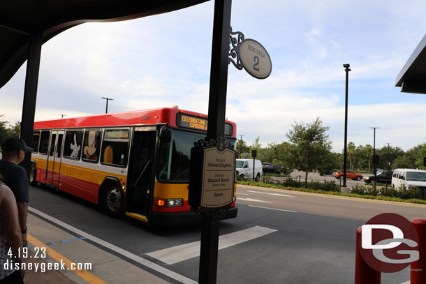 8:21am - Our bus arrives. 