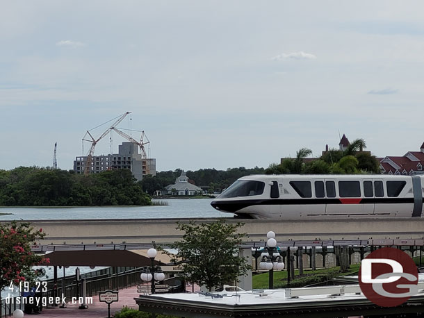 The Polynesian DVC tower construction from the train station