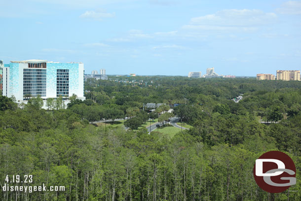 You can see the Disney Skyliner along Buena Vista Drive