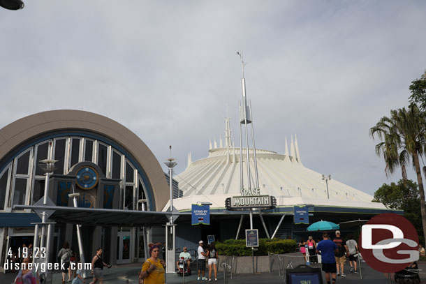 Walking over to check out the Tomorrowland Launch Depot.