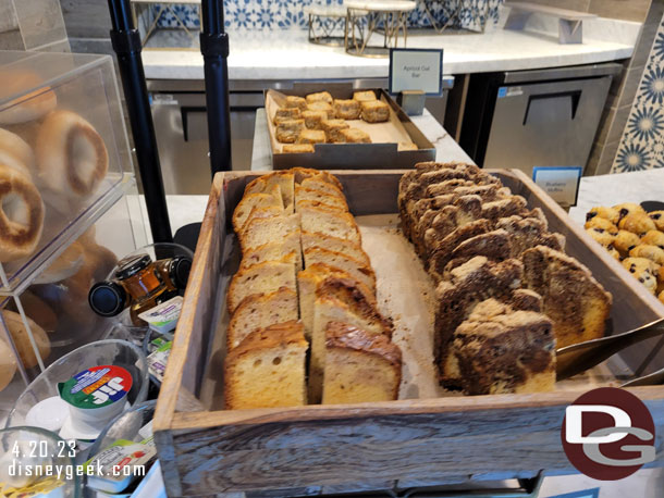 Raspberry Cream Cheese Loaf on the left and Cinamon Swirl Bread on the right.