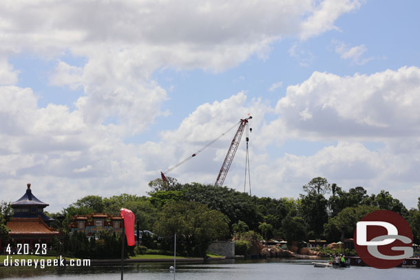 The crane backstage is used to lift the barges out of the water.