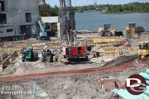 Foundation work for the nearest section of the building.