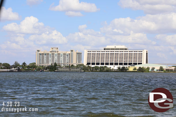 Looking across the Seven Seas Lagoon at the Contemporary.