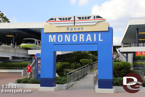 5:17pm - Making my way up to the Epcot Monorail platform.