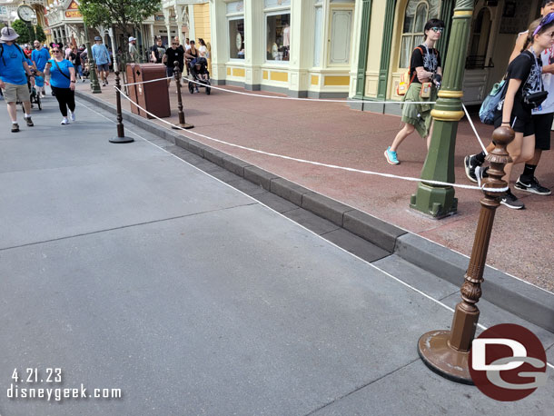 Curb renovation is underway on Main Street USA. Here is a new section.