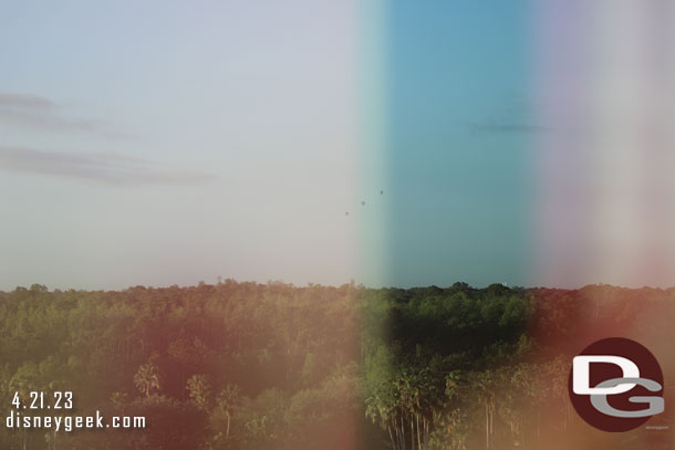 A trio of hot air balloons on the horizon this morning.