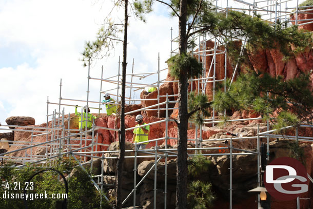 A crew working on Splash Mountain/Tiana's Bayou Adventure.  Well they seemed to be waiting for someone or some ok at the moment.