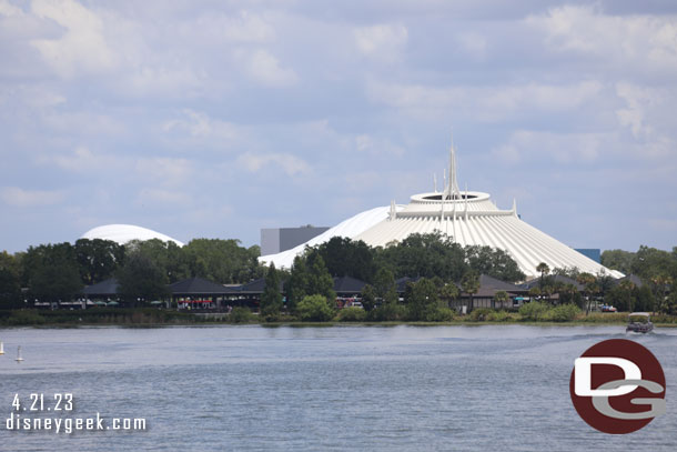 Space Mountain with TRON behind it