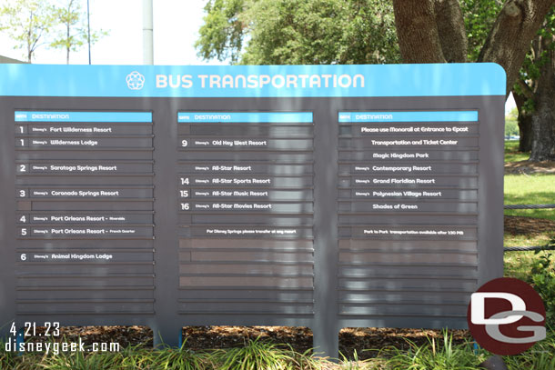 Current Epcot bus assignments