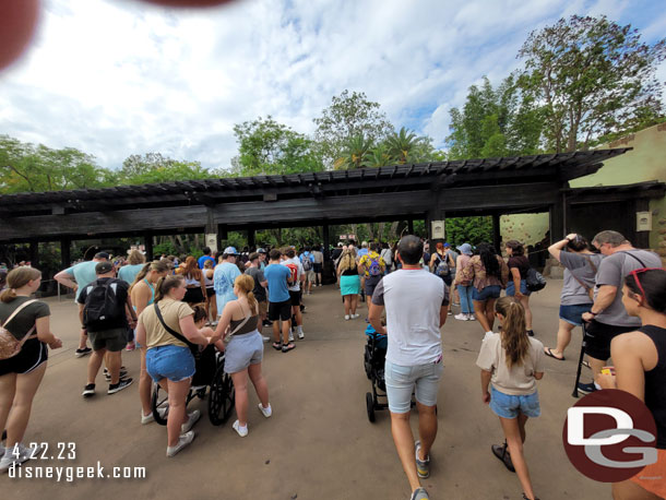 4:04pm - Lines to enter the park too this afternoon.