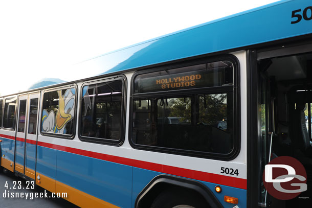 7:26am - Our bus to  Disney's Hollywood Studios arrived.