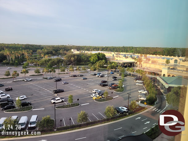 The parking lot is mostly empty this morning.