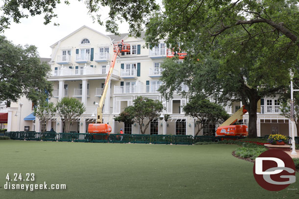 Exterior renovation underway on the Inn side of the resort.