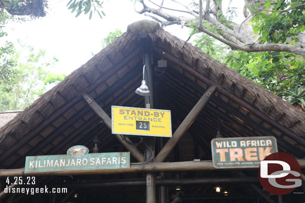 8:19am - 25 min wait posted for Kilimanjaro Safari