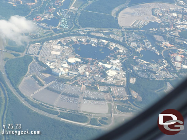 We turned and headed south before going west, which took us right over Walt Disney World.  A look at Epcot.