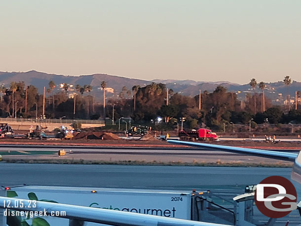 The furthest north runway is closed and being worked on.