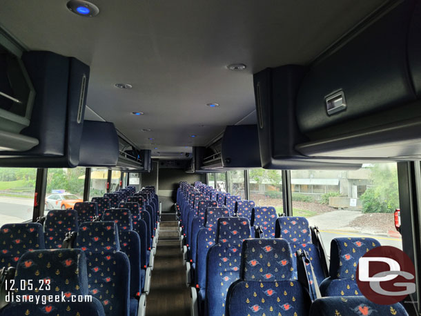 4:35pm - Onboard our bus and ready to go. It was a converted Disney Cruise Line bus.