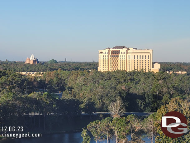 To the Right we can see the Gran Destino at Coronado Springs and beyond it to the left is Disney's Animal Kingdom