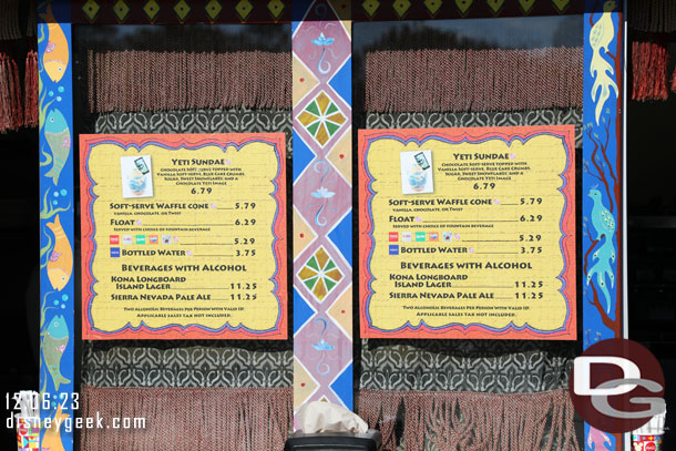 A glance at the ice cream prices