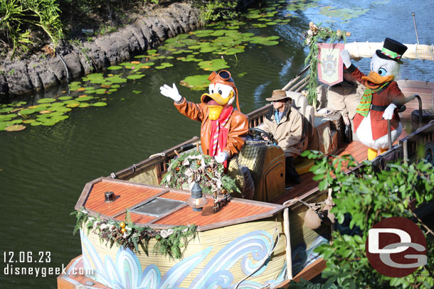 Launchpad and Scrooge cruising the river