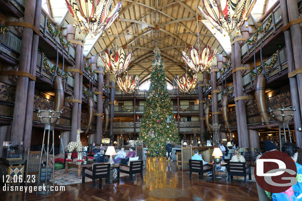 The Christmas tree from this side of the lobby