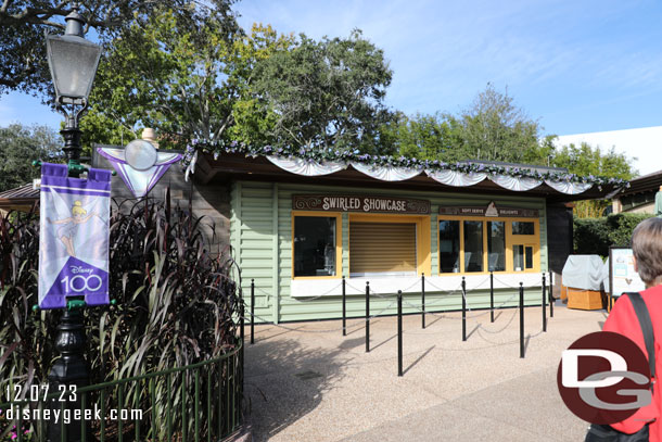 The former Starbucks is now an ice cream stand called Swirled Showcase.