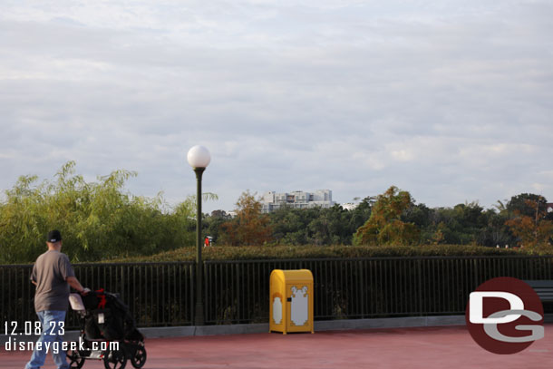 The Polynesian DVC tower in the distance