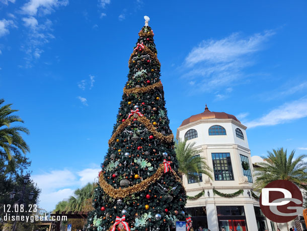 The annual Christmas Tree stroll is underway. You can pick up a free map and stickers at several locations then identify all the trees to earn a button.  This is the Town Center Tree