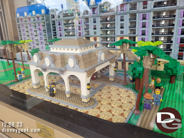 Disney's Riviera Resort LEGO model near the DVC kiosk.