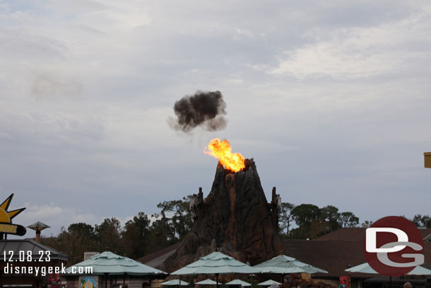 The Rain Forest Cafe volcano was active today