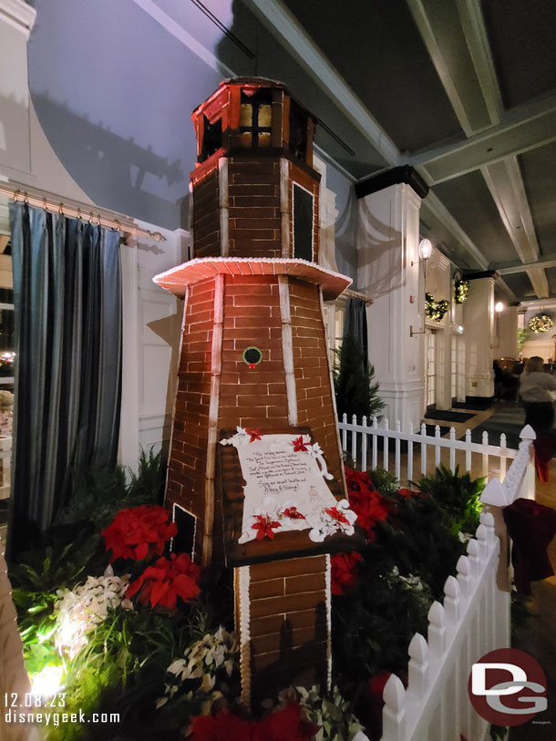 The Yacht Club gingerbread lighthouse