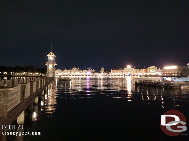 7:52pm - Walking to EPCOT - The Boardwalk across Crescent Lake