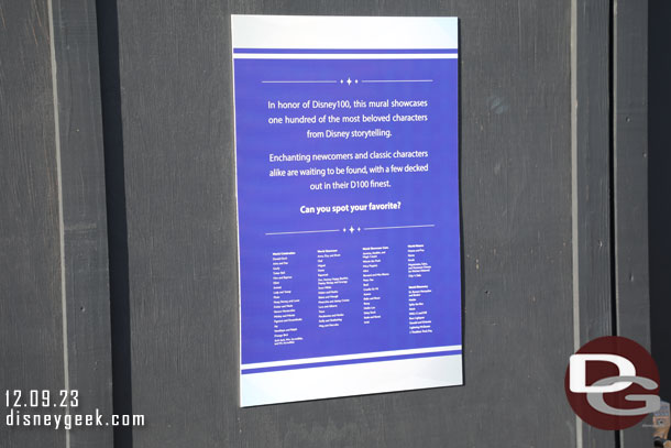 A sign with the listing.