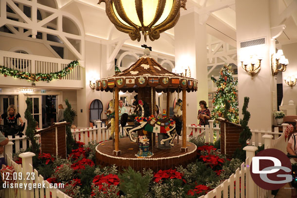 Disney's Beach Club Resort lobby gingerbread carousel features DuckTales this year.