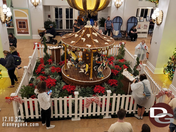 An overhead look at the gingerbread Carousel