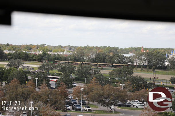 The Walt Disney World Railroad steaming along the perimeter of the park.