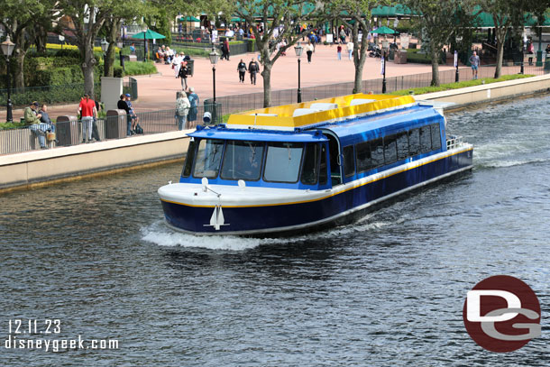 A Friendship Boat departing the International Gateway and cruising toward the Boardwalk