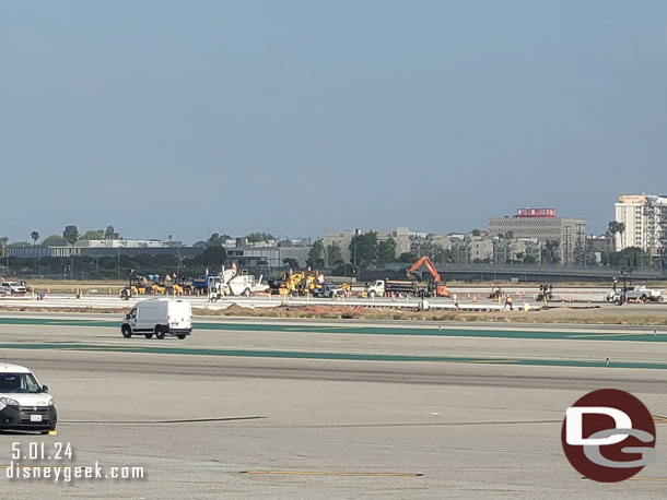 LAX runway construction is ongoing so only 1 of 2 on the north side is available.